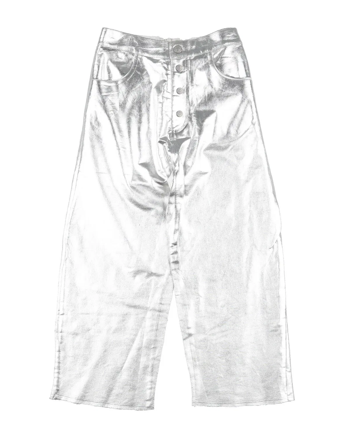 Брюки из футера с металлическим блеском MM6 Maison Margiela, серебряный