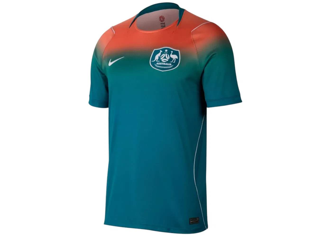 Мужская футбольная джерси Nike Australia National Team 2026 Away Stadium Jersey, Bright Spruce/Orange Pulse/White