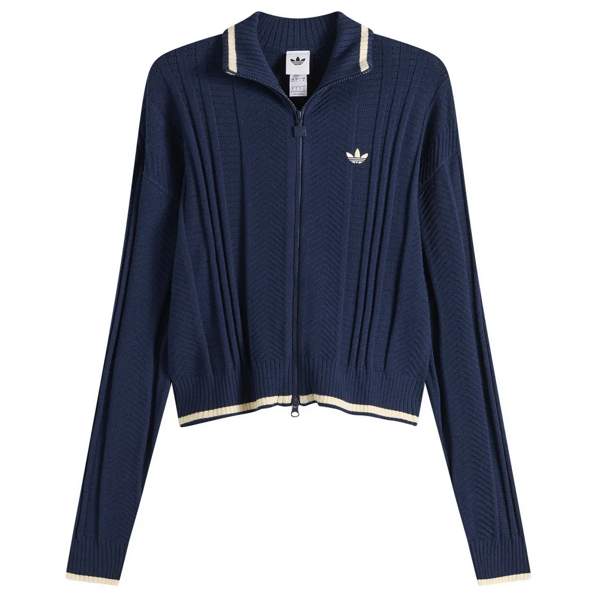 Женский топ-кроп с высоким воротником и молнией Knit Firebird Track Top Adidas, Night Indigo