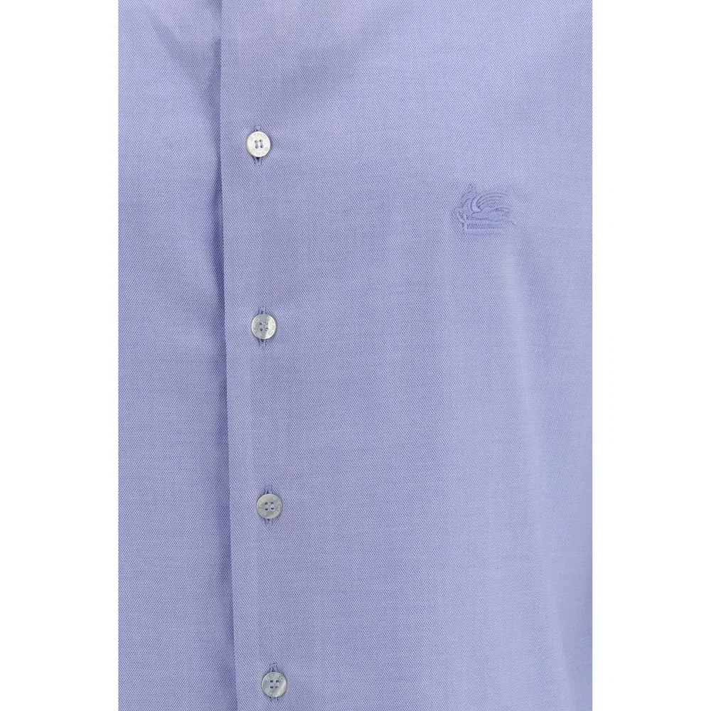 Мужская рубашка классическая с длинным рукавом Blue Cotton Dress Shirt Etro, Blue — фото 3