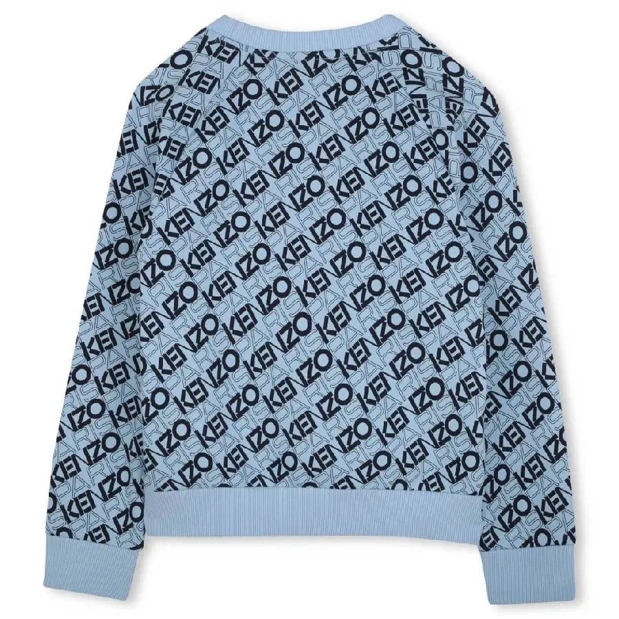Свитшот с принтом All-Over Logo Boys Kenzo, Pale Blue — фото 2
