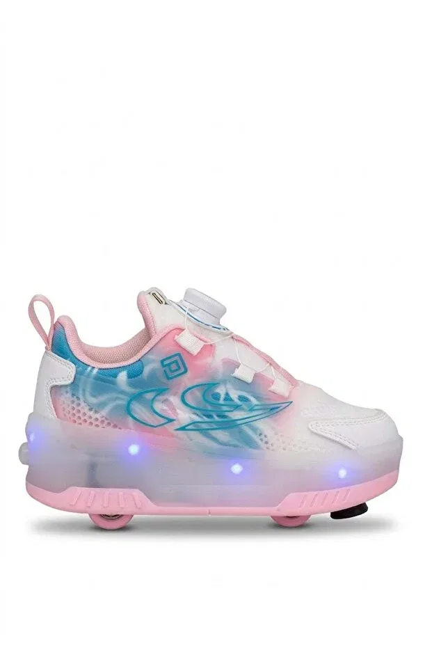 Детские кроссовки для девочек с LED-подсветкой Pepino Kids, White - Pink — фото 3