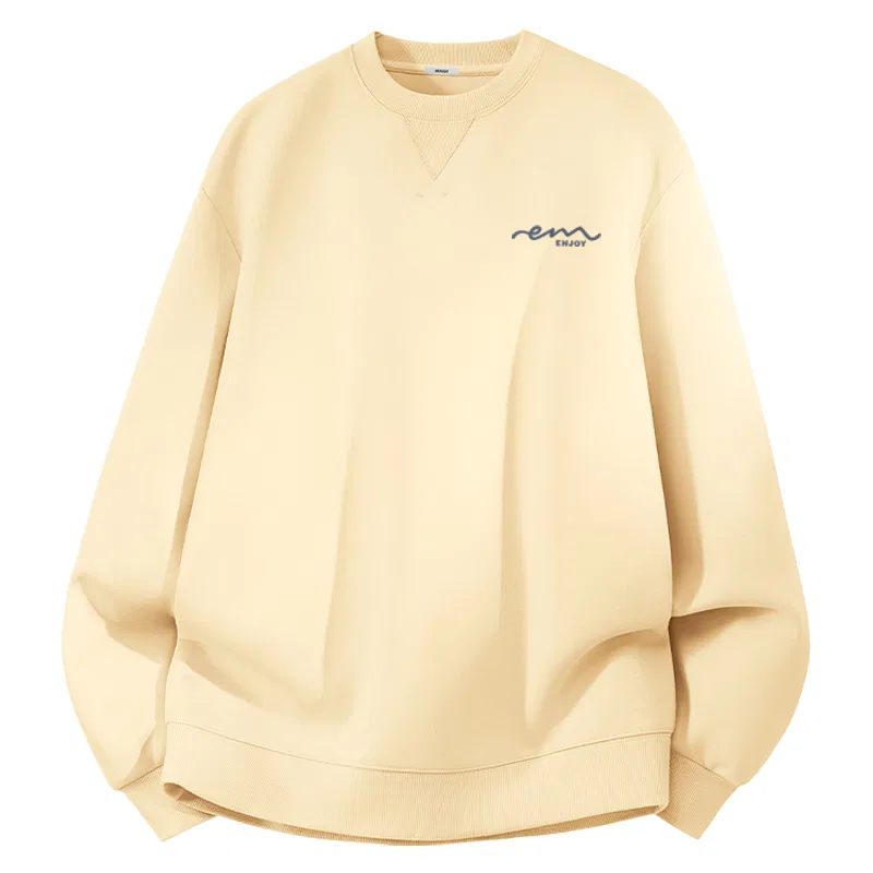 Детский свитшот с длинным рукавом Heavyweight Air Layer MINISO, Light Beige (Ink Blue Flowing Chest Logo)