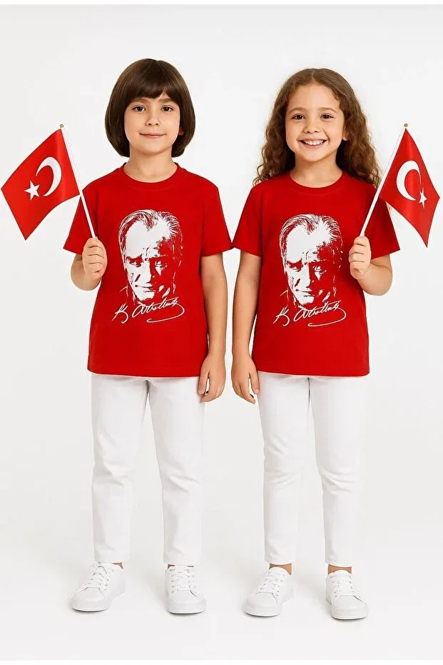 Детская футболка для мальчиков с принтом Ataturk Printed Children's T-Shirt Gala, Red