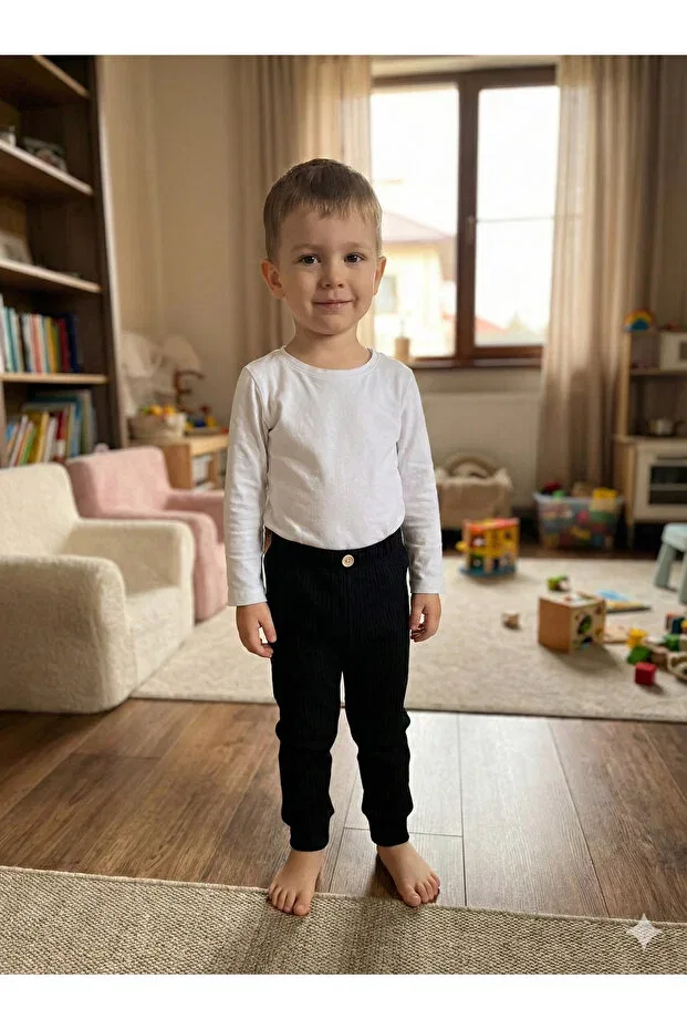 Детские леггинсы для девочек хлопковые Tinytrends, Black — фото 2