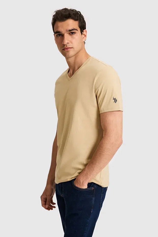 Мужская футболка с v-образным вырезом U.S. Polo Assn., Beige
