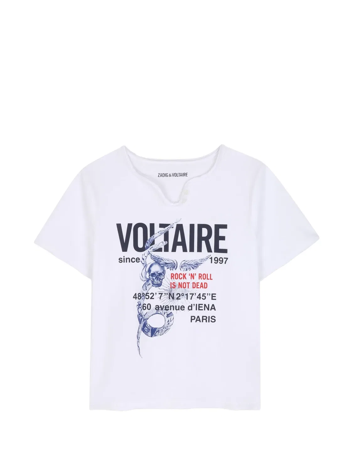 Футболка хенли с графичным принтом Zadig & Voltaire Kids, белый