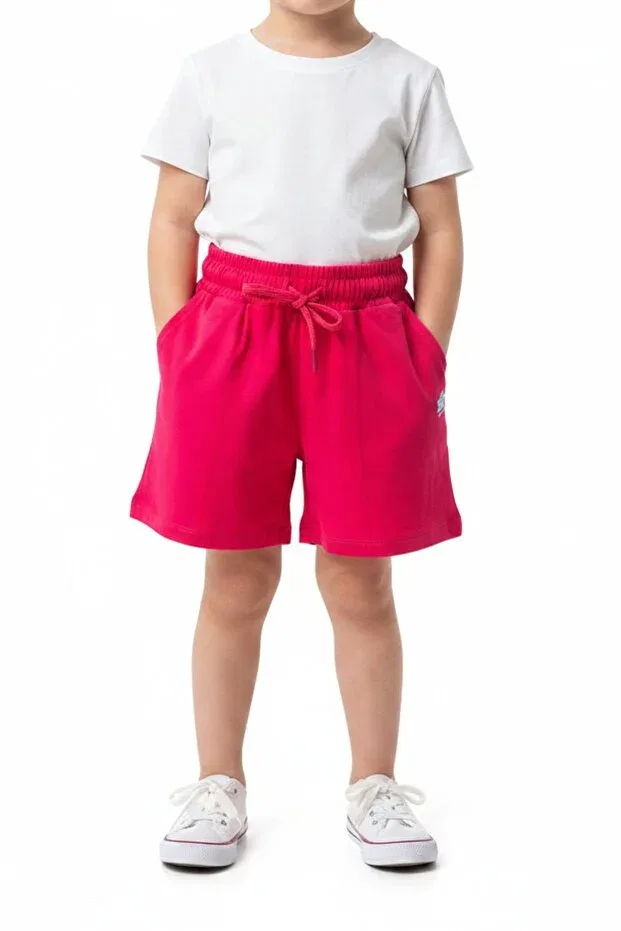 Детские шорты для девочек с принтом Girl'S tie-waist floral embroidered shorts 25032 Toontoy, Dark Fuchsia
