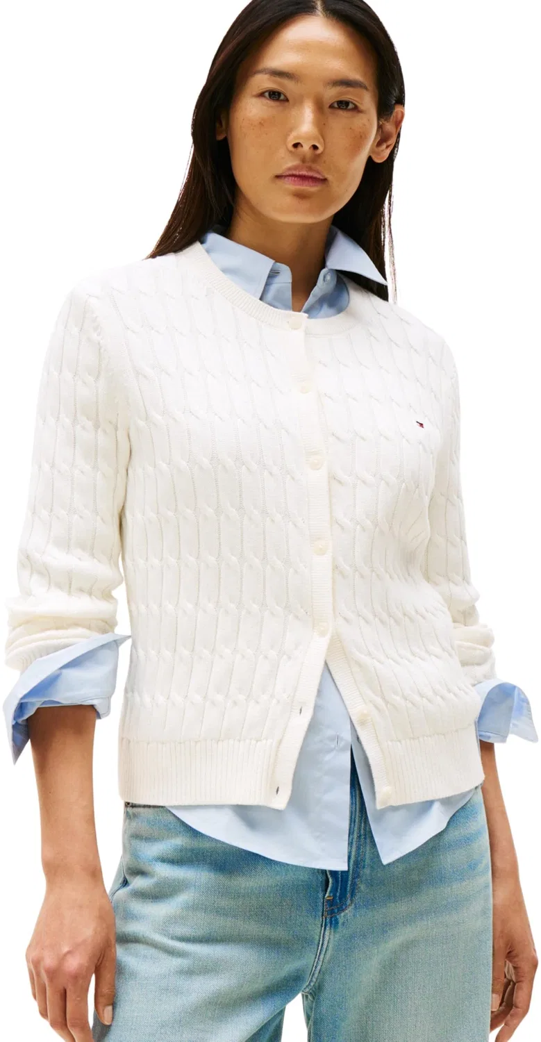 Женский кардиган с воротником-хомутом Tommy Hilfiger, White (Ivory Silk)