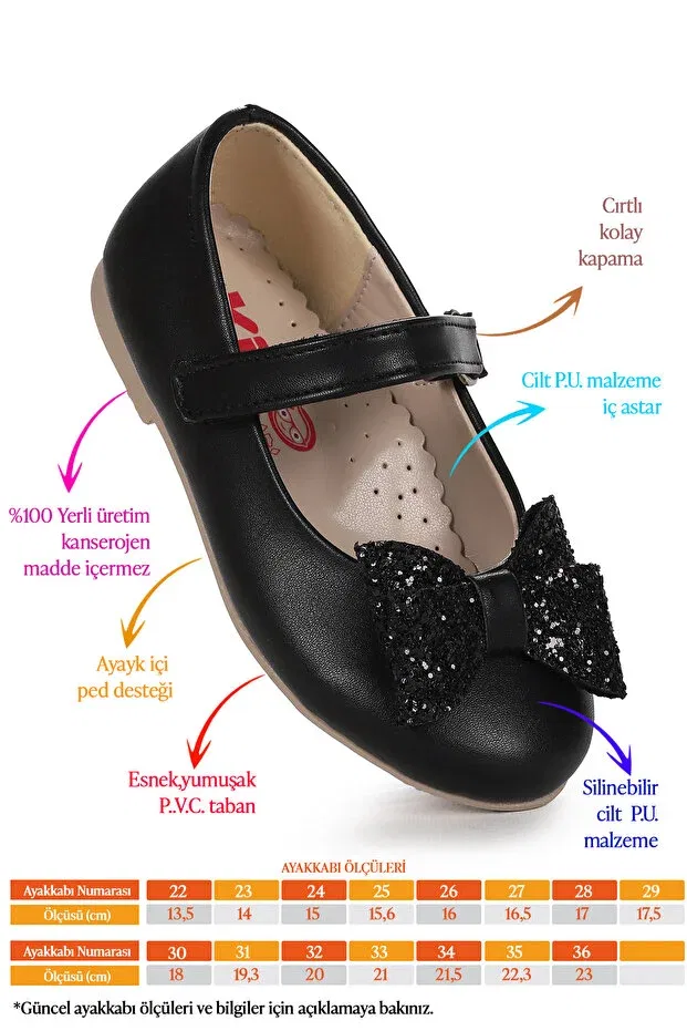Детские балетки для девочек с бантом Kiko Kids, Black — фото 2