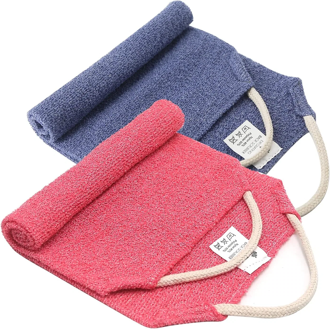 Скребок для спины с ручками Evridwear, Двусторонний, Голубой + Розовый