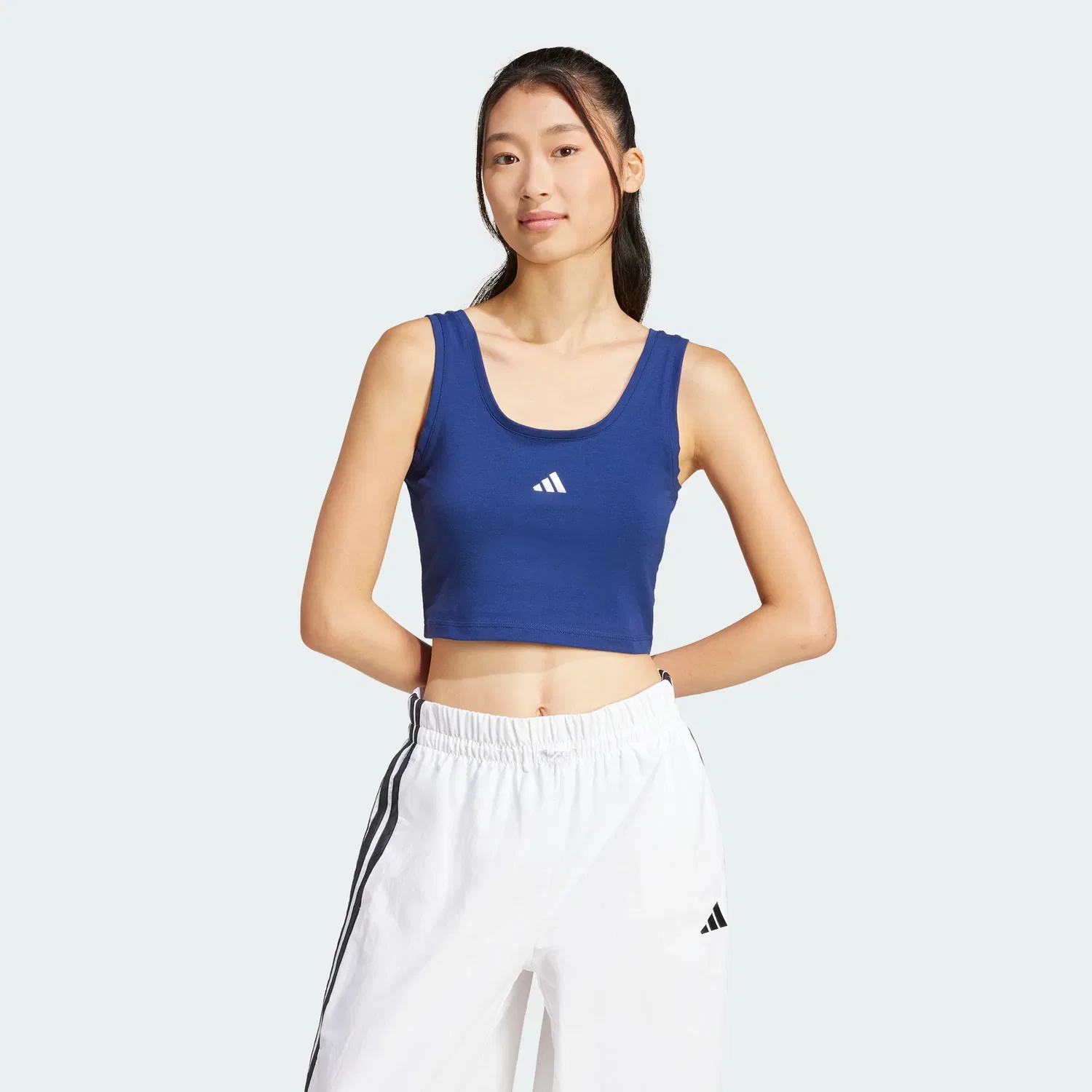 Женская майка adidas Essentials Small Logo Cotton Lifestyle с принтом, Dark Blue / White