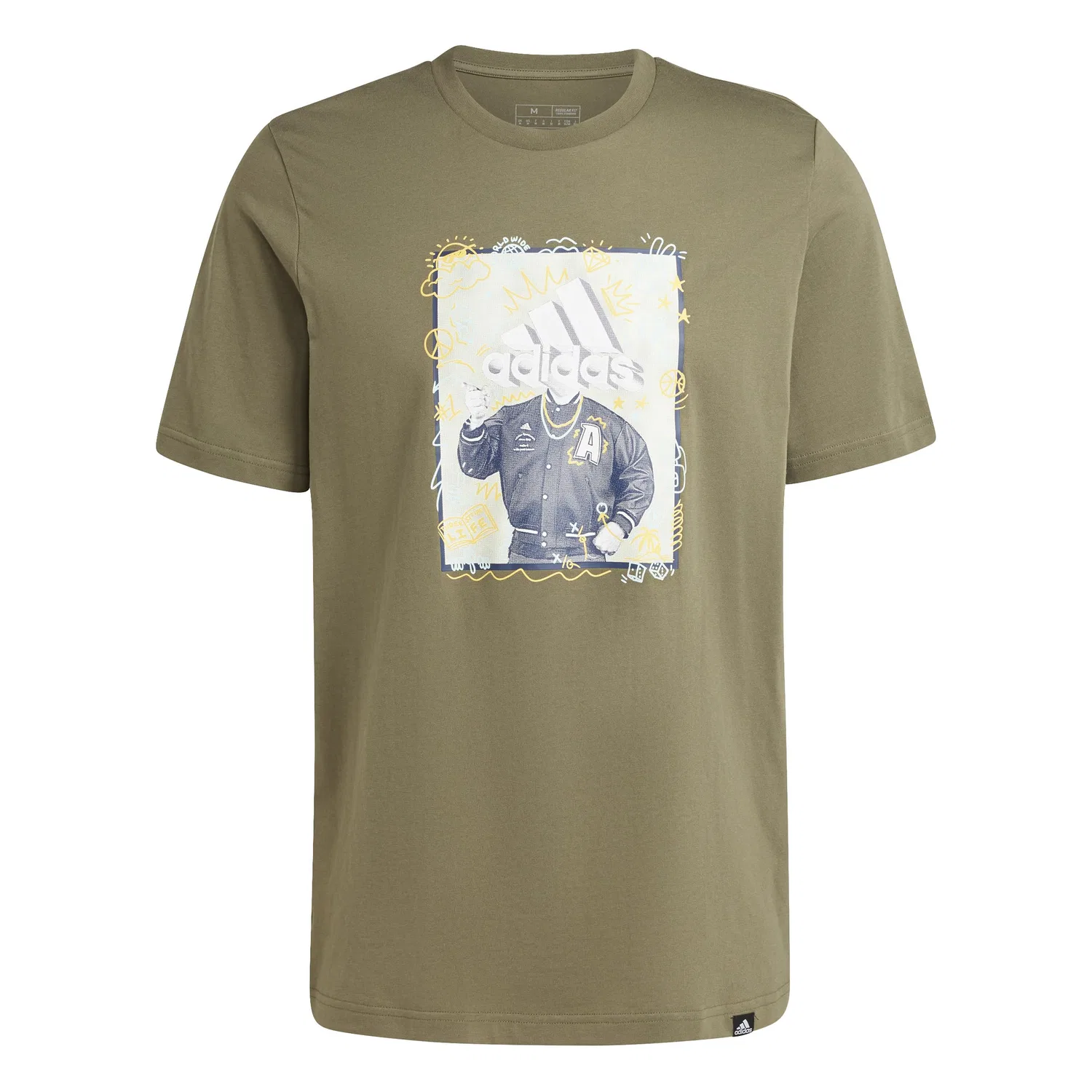 Мужская футболка с принтом Doodle Graphic Tee adidas, Strata Olives