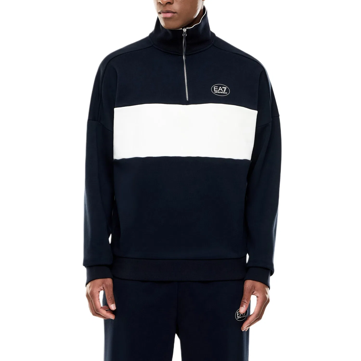 Мужской свитшот из футера, с длинным рукавом, Marine Blue & White, EMPORIO ARMANI — фото 3