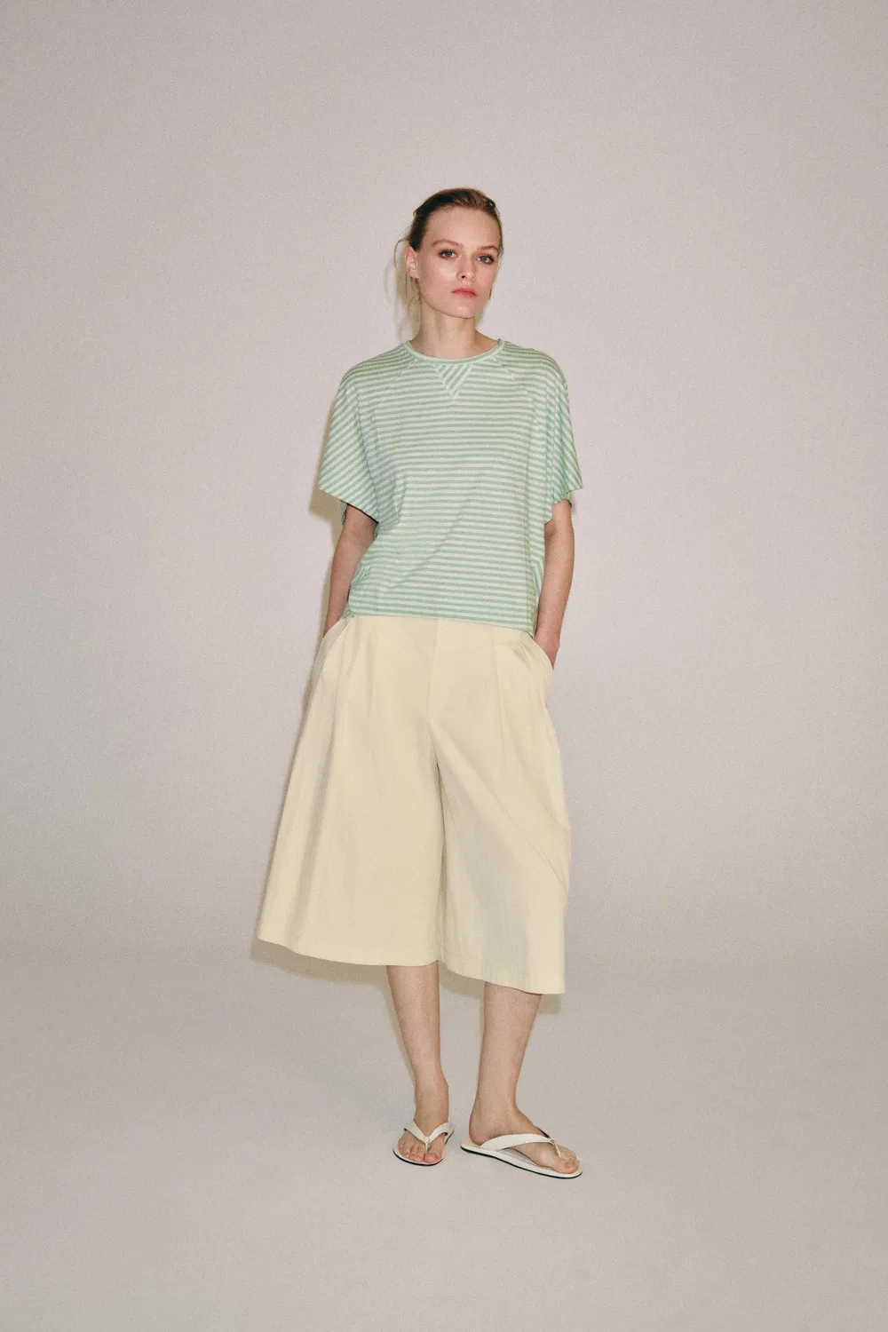 Полосатая футболка оверсайз ZARA, Greens