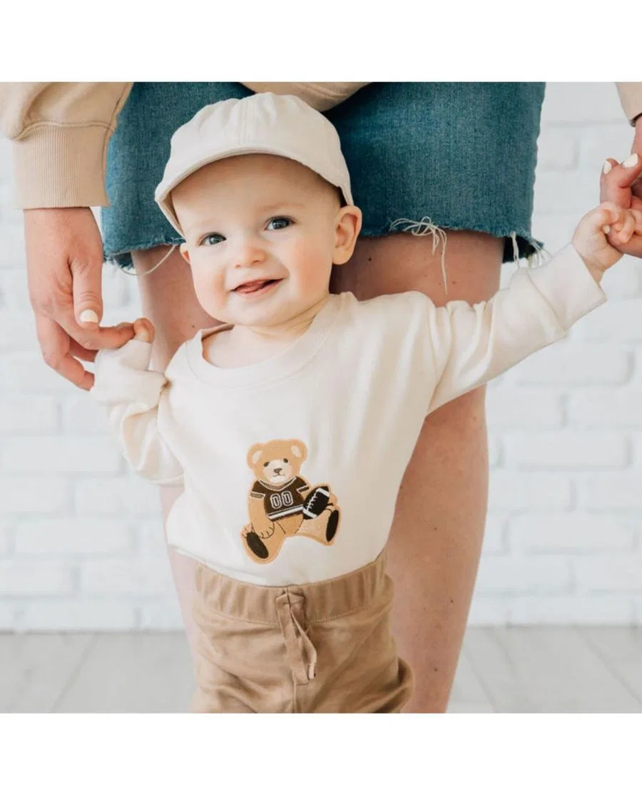 Боди-комбинезон с длинным рукавом с плюшевым мишкой Teddy Bear Patch Sweet Wink, Natural — фото 2