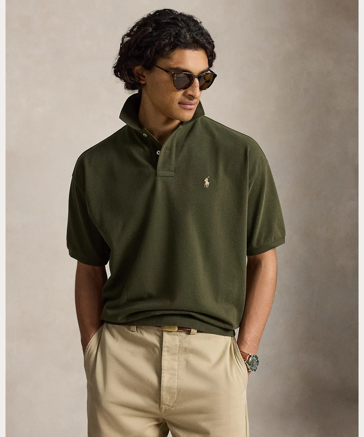 Мужская хлопковая футболка-поло Relaxed Fit Mesh Polo Shirt POLO RALPH LAUREN, Green