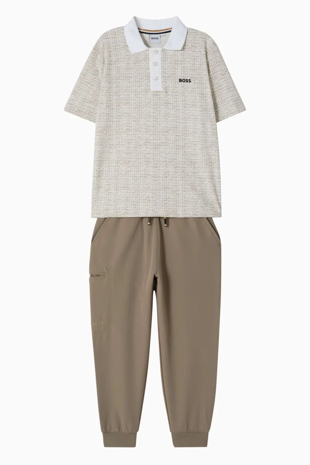 Рубашка поло в мелкую клетку из хлопка BOSS Kidswear — фото 2