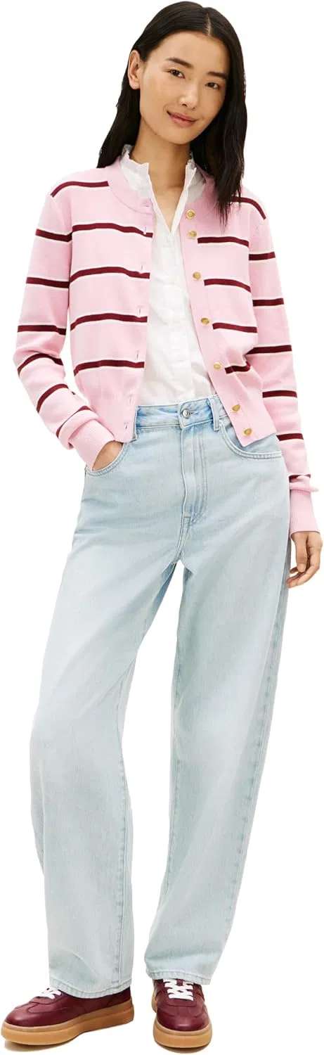 Женский хлопковый кардиган с принтом Tommy Hilfiger, Pink Ivory Liberty Red Stripe — фото 3