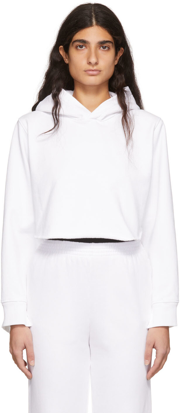 

Белая хлопковая толстовка с капюшоном MM6 Maison Margiela, Белый, Белая хлопковая толстовка с капюшоном MM6 Maison Margiela