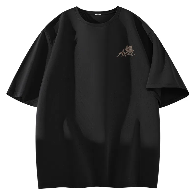 Детская футболка с коротким рукавом Ice Silk Quick Dry Sun Protection Black B Maple Leaf Pen Sign Chest Label MINISO, Black