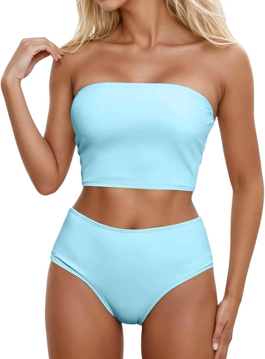 Женский купальный костюм с эффектом пуш-ап Solid, Light Blue