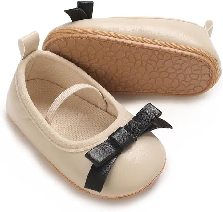 Детские туфли Мэри Джейн для девочек с бантом из полиуретана Purepips, Beige — фото 3
