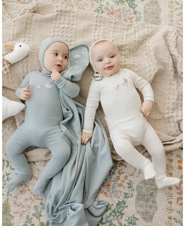 Детский комбинезон с длинным рукавом Cross Stitch Duckling Collection Ely'S & Co., Ivory/Blue — фото 4