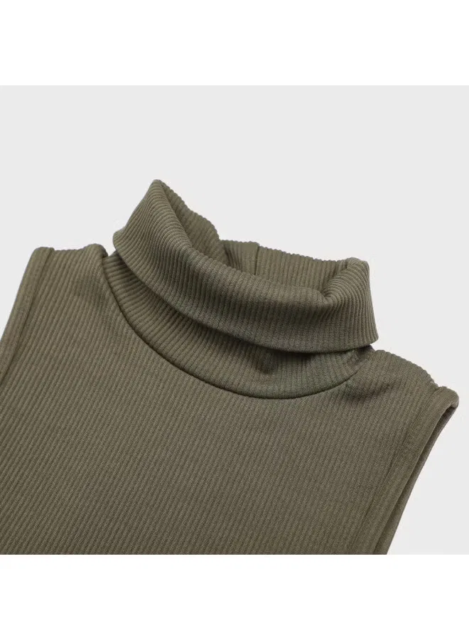 Жилет без рукавов с высоким воротом Zara, темно-зеленый — фото 4