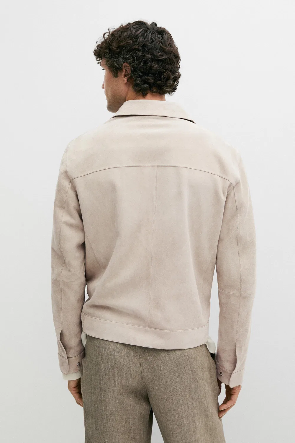 Куртка Massimo Dutti, с воротником из замшевой кожи, светло-бежевый — фото 3