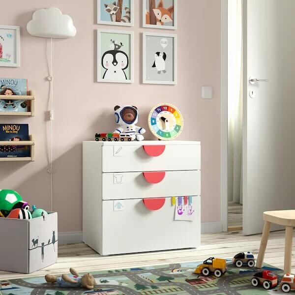 Комод с 3 ящиками Ikea Smastad/Platsa, 60х42х63 см, белый/белый — фото 3