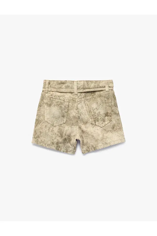 Детские шорты для девочек джинсовые с принтом Koton, Beige Patterned — фото 4