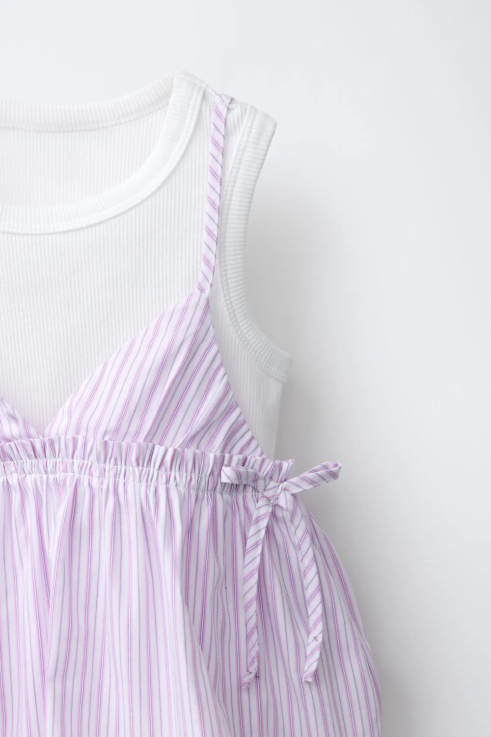 Полосатый топ с ребристой футболкой ZARA, Pink — фото 3