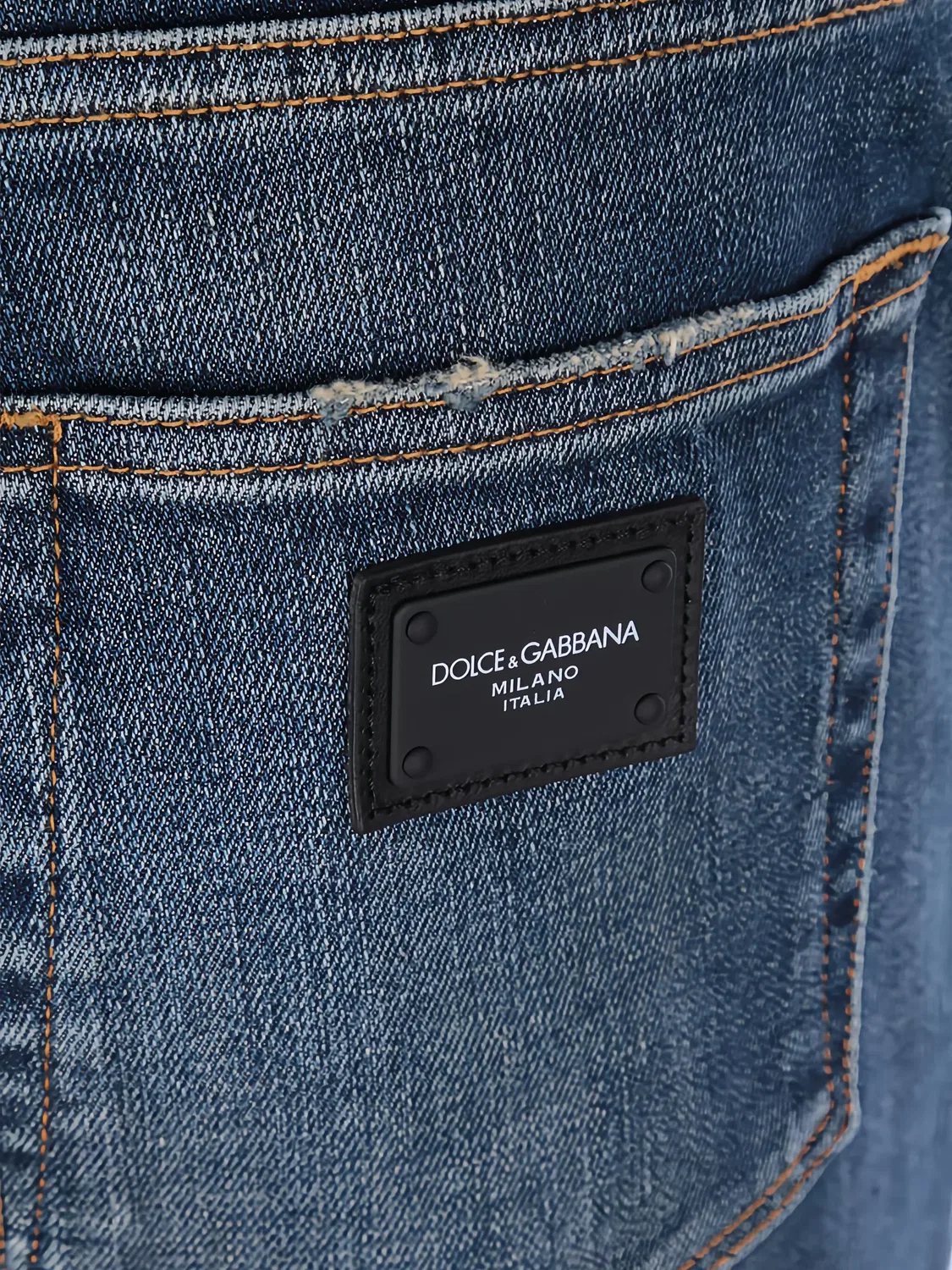 Узкие джинсы с эффектом потертости Dolce & Gabbana, синий — фото 4