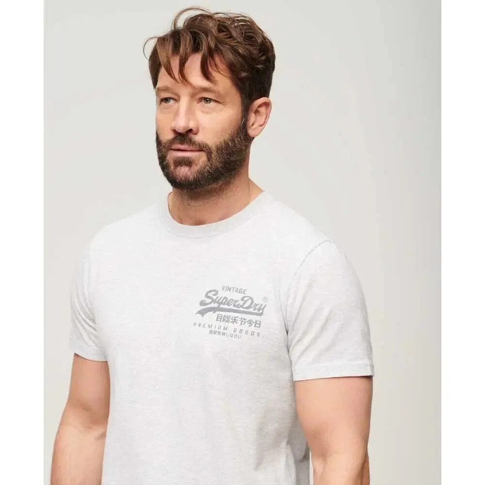 Мужская хлопковая футболка Heritage Classic Vl Superdry, Grau — фото 3