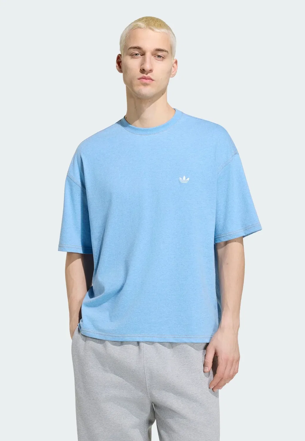 Футболка Ess с эффектом потертости - базовая футболка Adidas Originals, Light Blue Mel