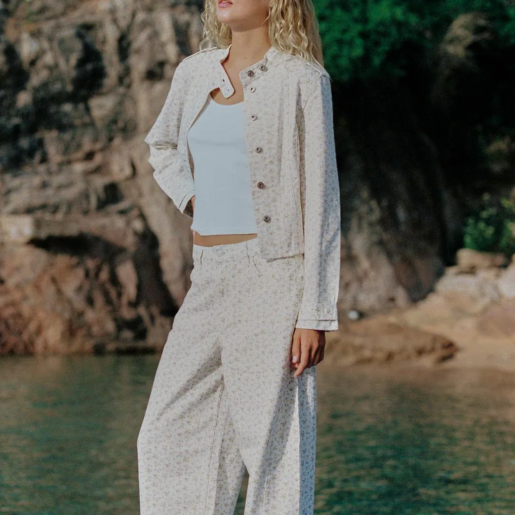 Женская джинсовая куртка с принтом, воротник-стойка, ZARA, Print — фото 4