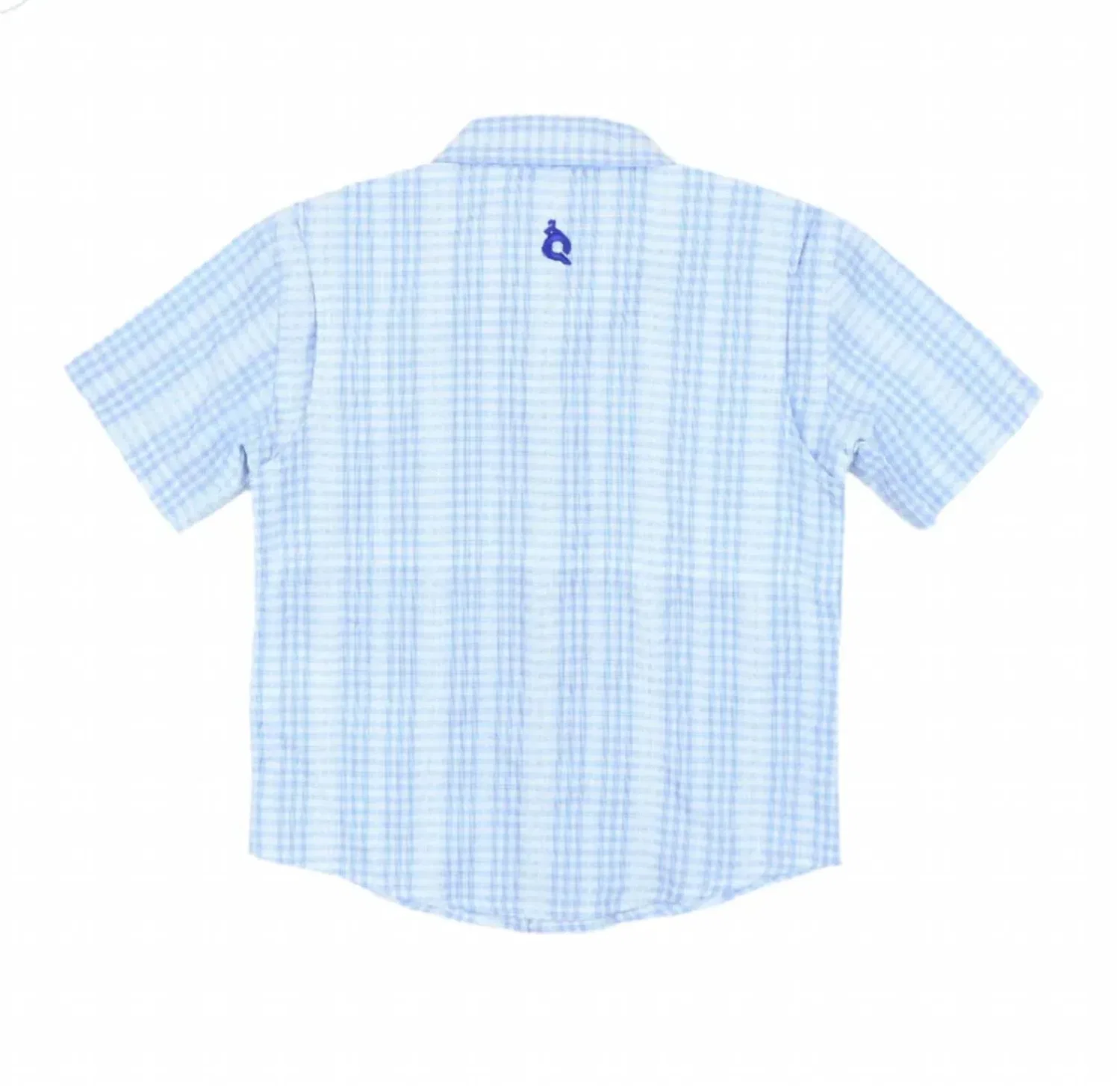 Детская рубашка с коротким рукавом Guayabera Linen Blue Quail Clothing Co., Blue Plaid — фото 2