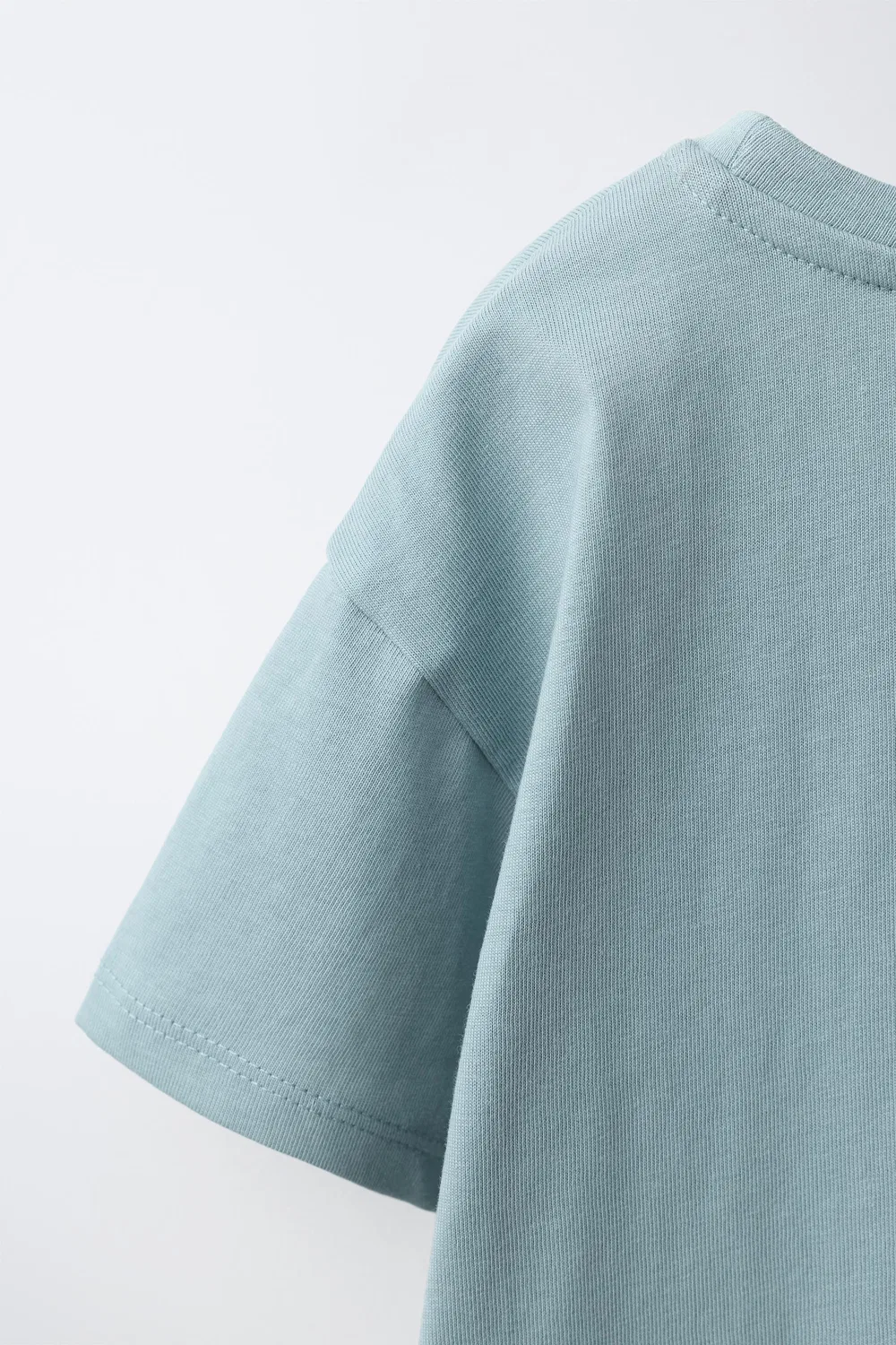 Простая футболка с вышитым сердечком ZARA, Bluish — фото 4