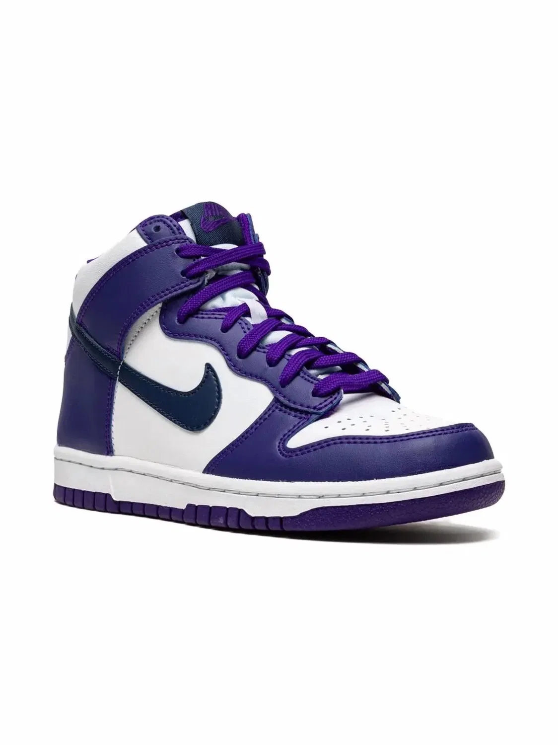 Детские кроссовки Dunk High из кожи Electro Purple Midnght Navy Nike — фото 2