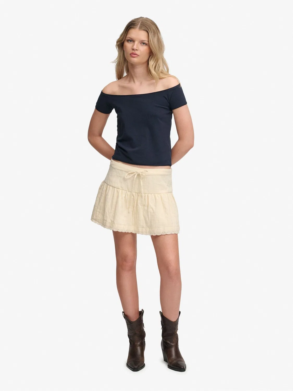 Юбка мини Broderie Trim Superdry, Желтый — фото 4