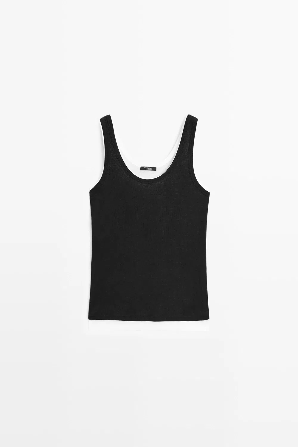 Топ Massimo Dutti Cotton Blend Ribbed Double-layer, черный — фото 2