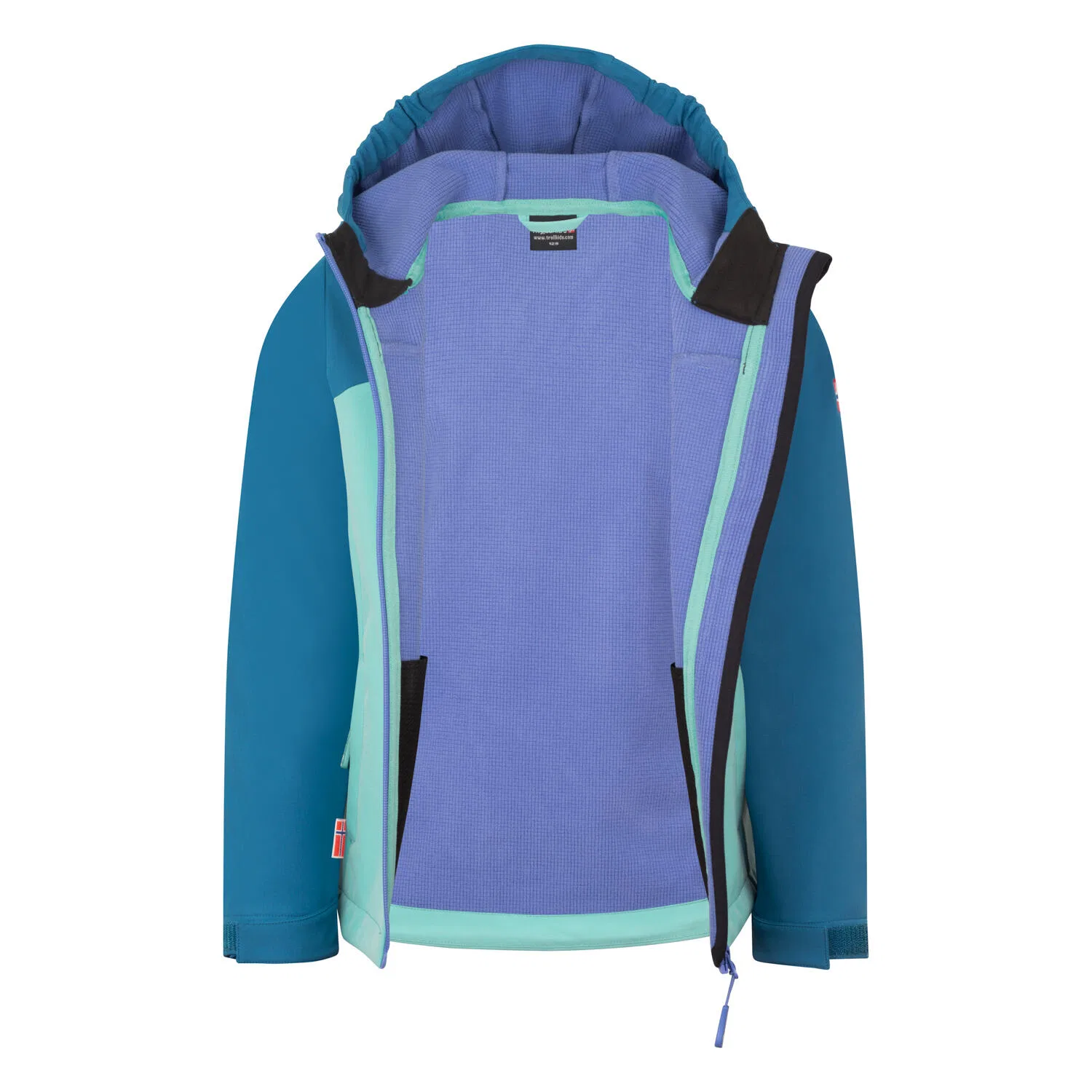 Детская куртка для девочек с капюшоном Kristiansand Jacket XT Trollkids, Wasserblau — фото 3