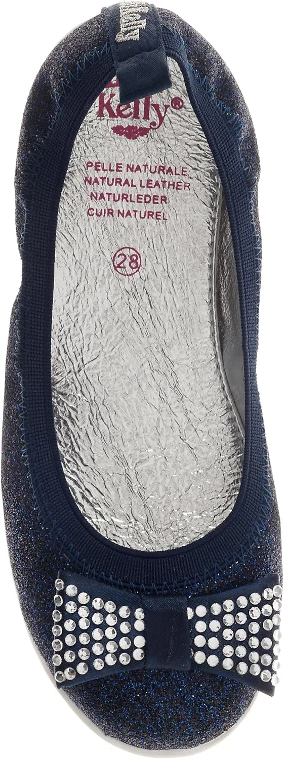 Детские балетки для девочек с блестящим бантом Lelli Kelly Lk9716 Glitter Bow Ornament, Navy Glitter
