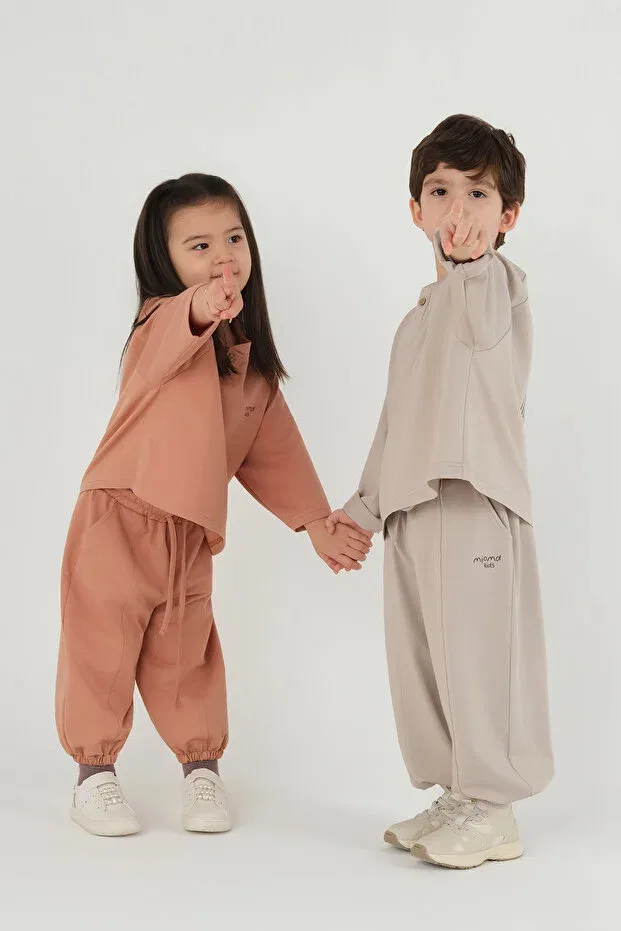 Детские брюки для девочек с принтом Balon sweatpants Mioma Kids, Beige — фото 3