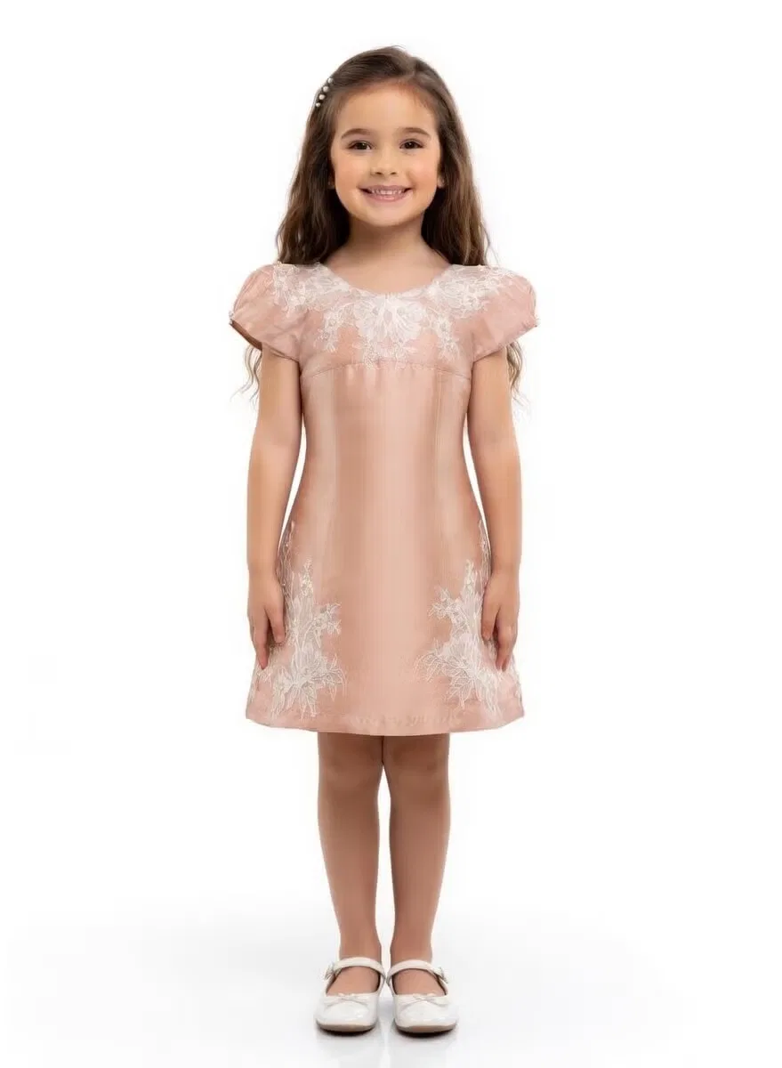 Платье праздничное с кружевом Tafta girls party dress Queen, песочный