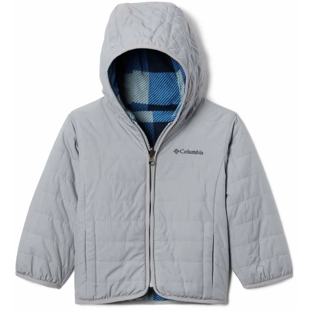 Куртка детская утепленная с капюшоном Double Trouble Columbia, Columbia Grey/Bright Indigo Check Multi
