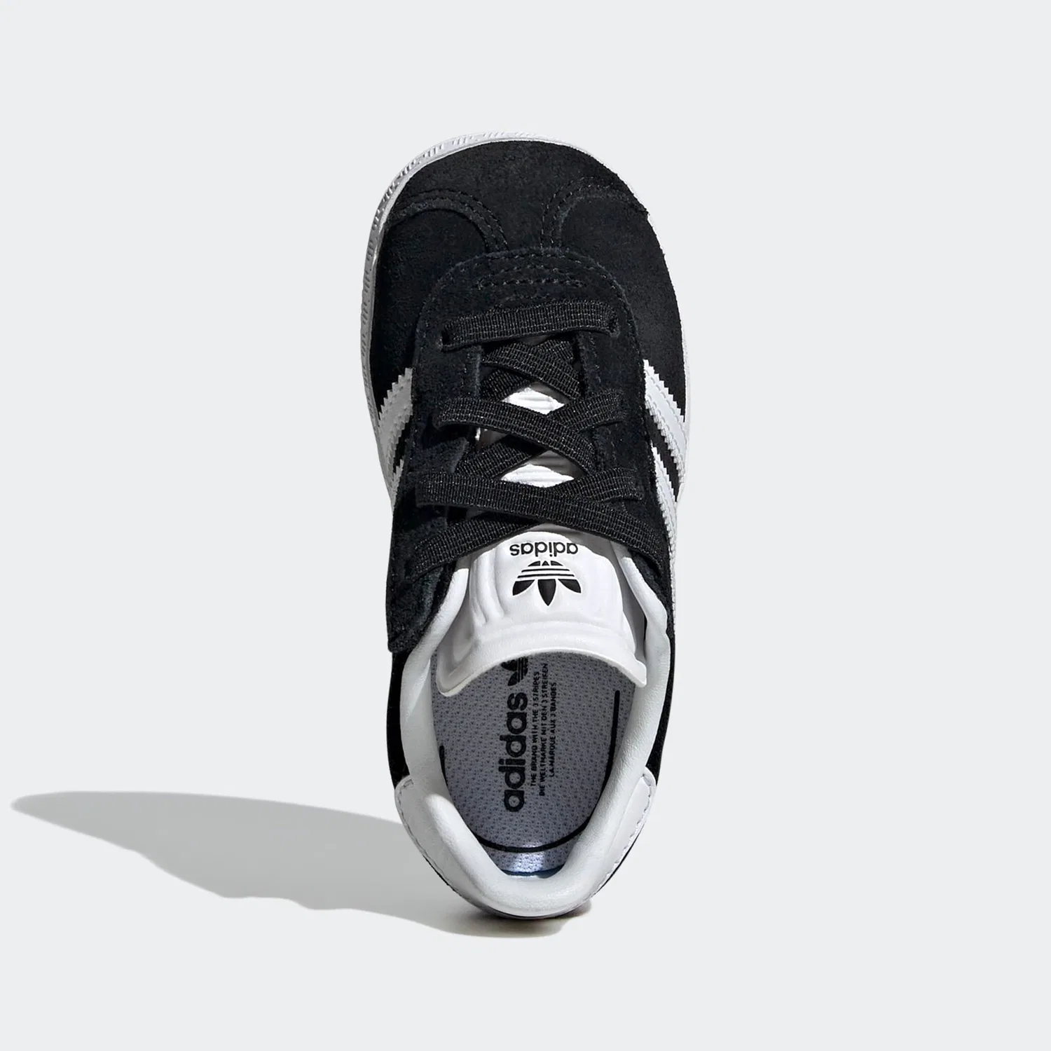 Детские кроссовки с эластичными шнурками Gazelle Adidas Originals, Core Black/Ftwr White — фото 4