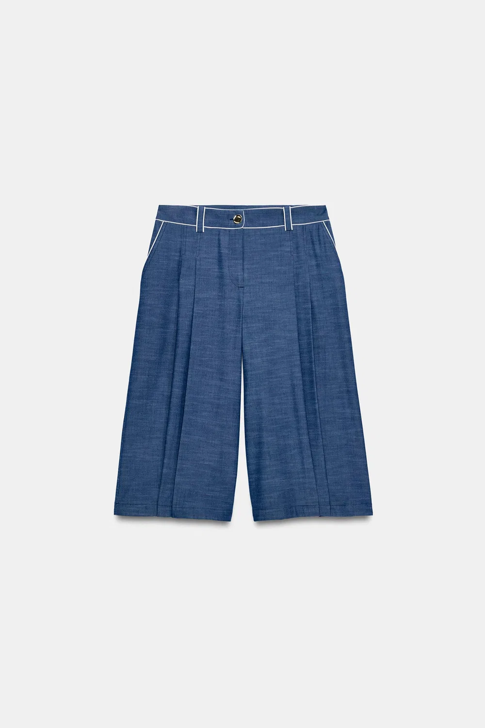 Длинные бермудские шорты с контрастной окантовкой. ZARA, Blue — фото 4