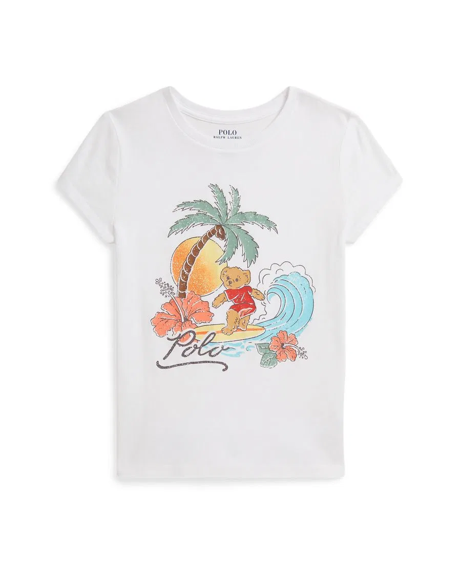 Футболка с принтом Polo Bear из хлопка Polo Ralph Lauren, White